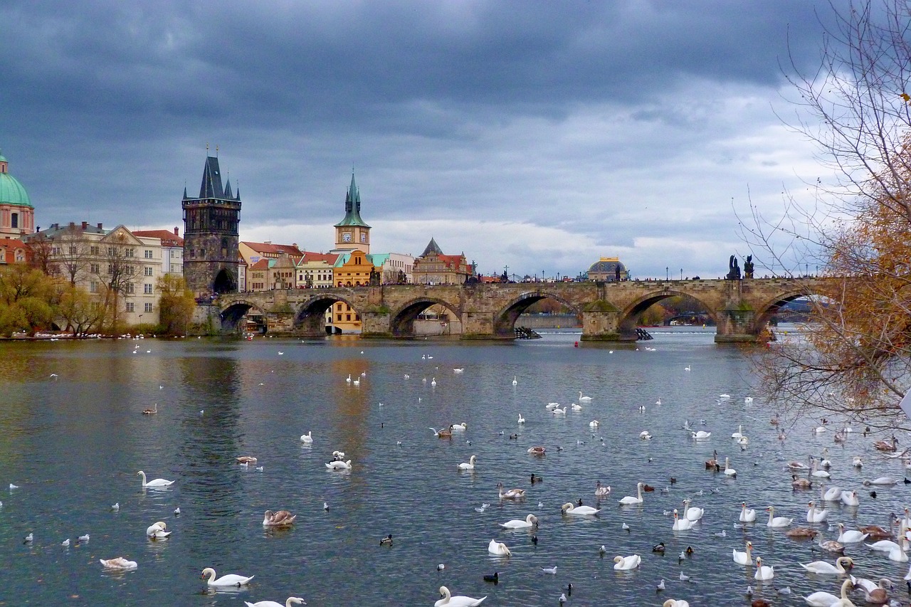 prague, charles bridge, river