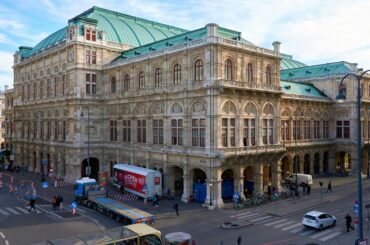 A captivating view of the Vienna State Opera House, an architectural landmark in Austria.