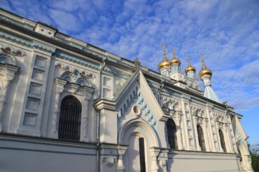latvia, daugavpils, church, orthodox, cross, gold, onion, blue onion