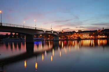 remich, moselle, flow, dusk, blue hour, eve, water, mood, landscape, lights, reflection, bridge, luxembourg, heaven, summer, lighting, border flow, evening atmosphere, evening sky