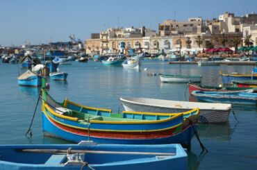 fishing village, port, boats, fishing boats, multicoloured, colorful, idyllic, idyll, sea, nature, malta, marsaxlokk
