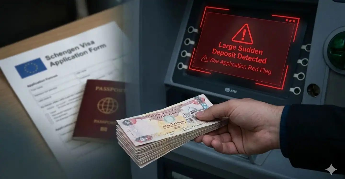 minimum bank balnce required for schengen visa-red flag