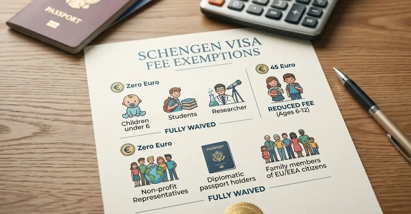 schengen visa fee exceptions